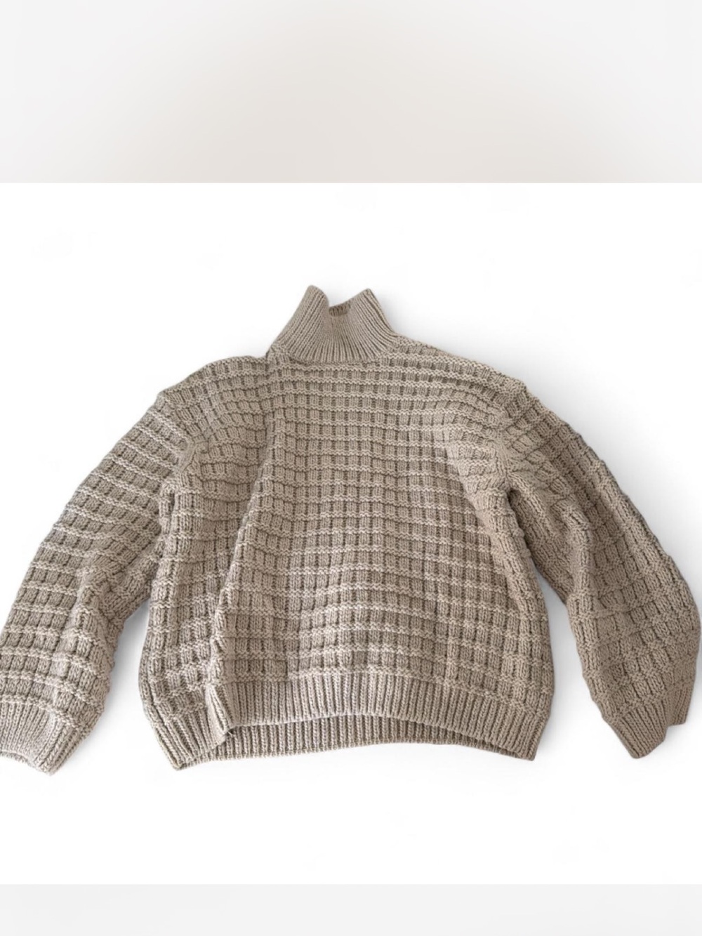 H&M Taupe Waffle Knit Turtleneck Sweater - Picture 1 of 1